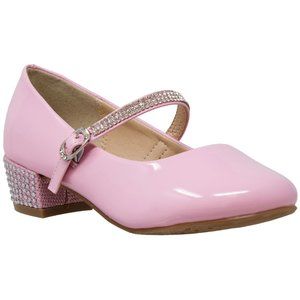 Pink Rhinestone Ankle Strap Mary Jane Low Heel